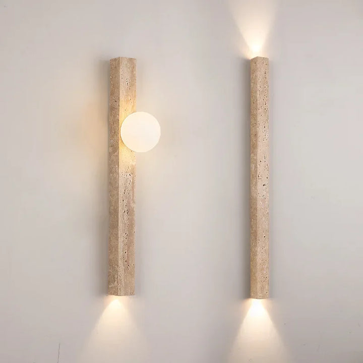 TravertiLine™ LED Wandleuchte Travertin rechteckig lang