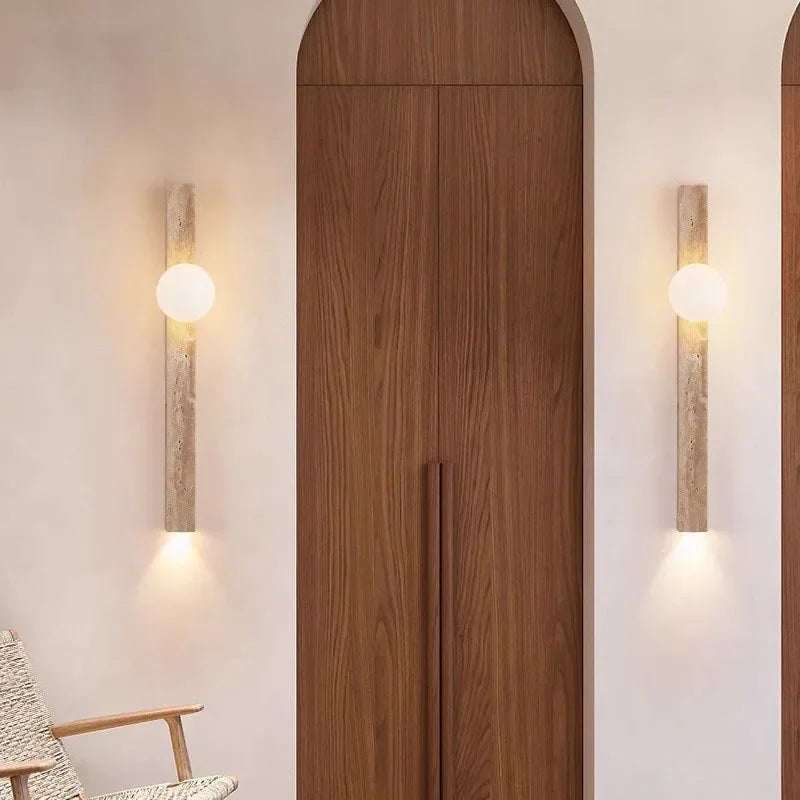 TravertiLine™ LED Wandleuchte Travertin rechteckig lang