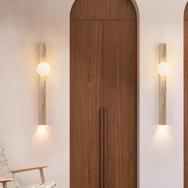TravertiLine™ LED Wandleuchte Travertin rechteckig lang