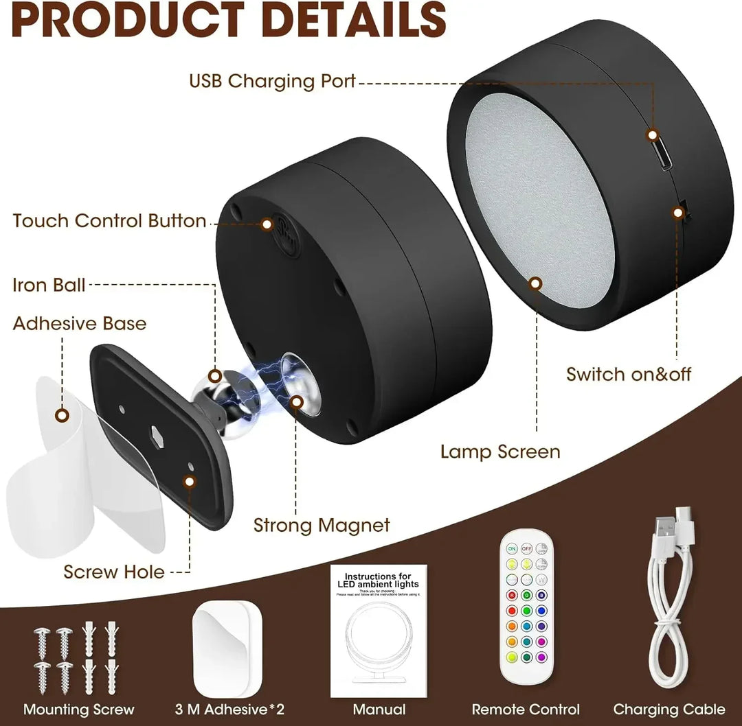KlarWirk™ 360° Touch-LED-Wandleuchte, 3-Modi Akku