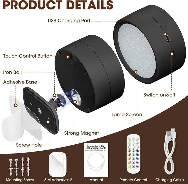 KlarWirk™ 360° Touch-LED-Wandleuchte, 3-Modi Akku