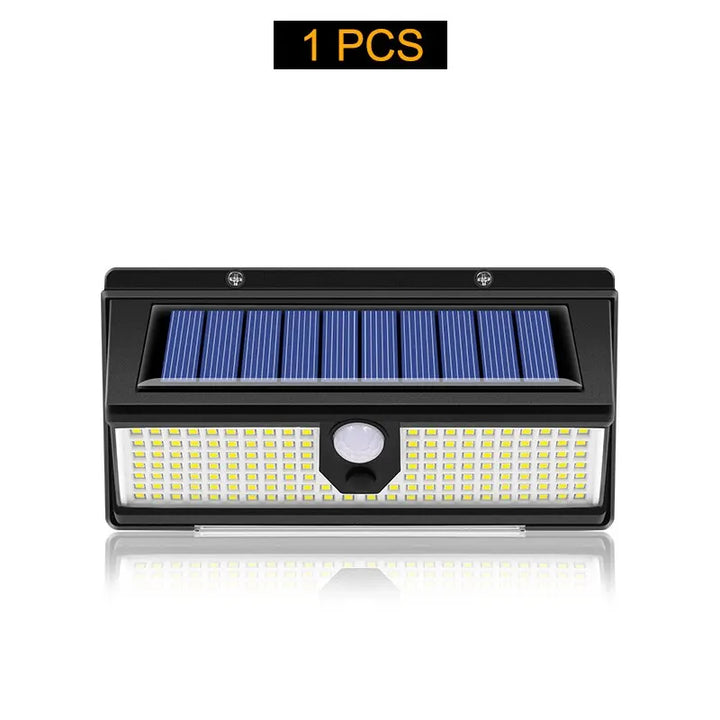 90-LED Solar-Wandleuchte mit Bewegungsmelder, 4 Modi, IP65