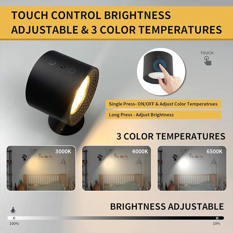 VoltAero™ Magnet-Spot Wandleuchte Touch USB