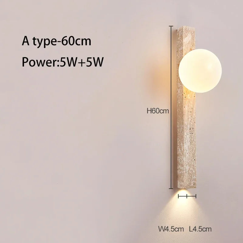 TravertiLine™ LED Wandleuchte Travertin rechteckig lang