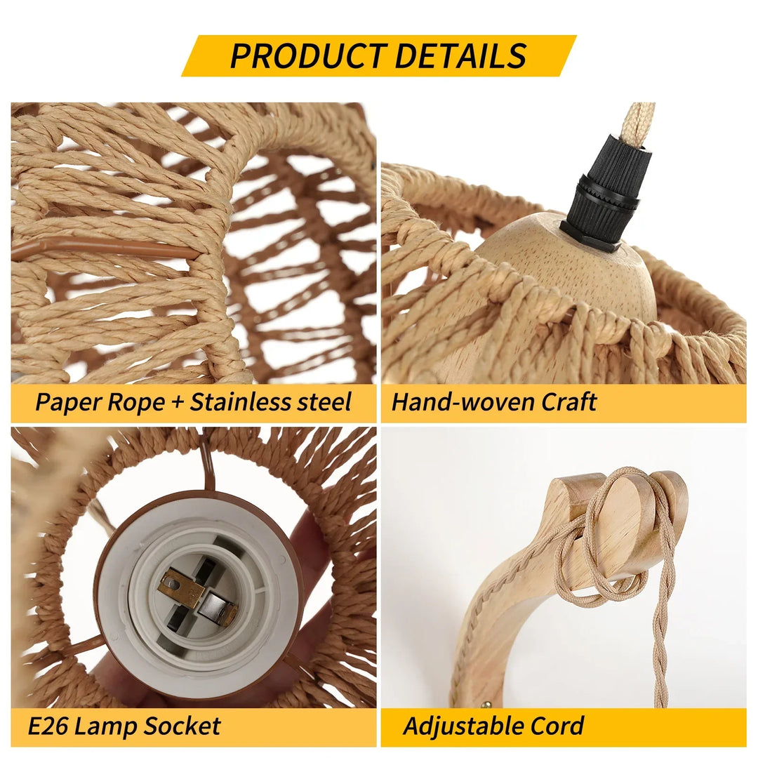 RattaNova™ LED Wandleuchte Rattan Hanfseil
