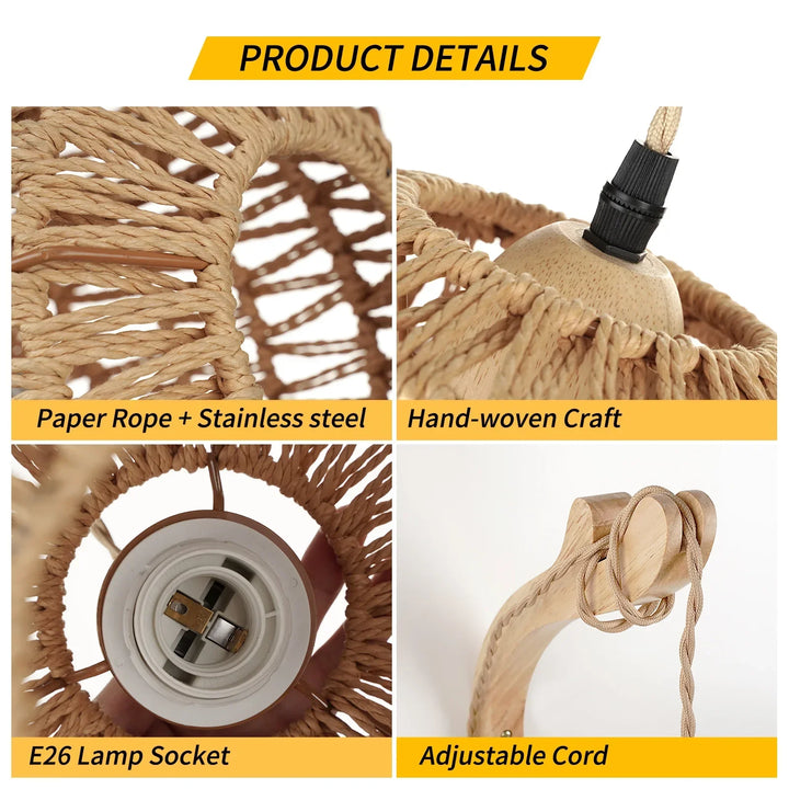 RattaNova™ LED Wandleuchte Rattan Hanfseil