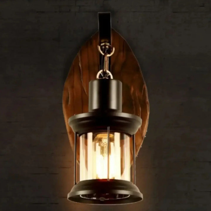 RustiGlow™ Retro-Laterne Holz Wandleuchte E27