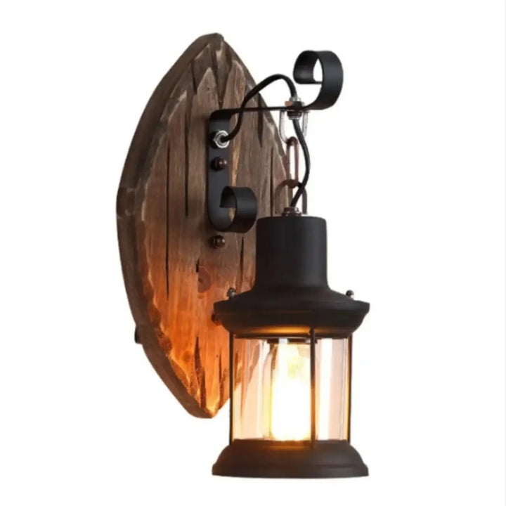 RustiGlow™ Retro-Laterne Holz Wandleuchte E27