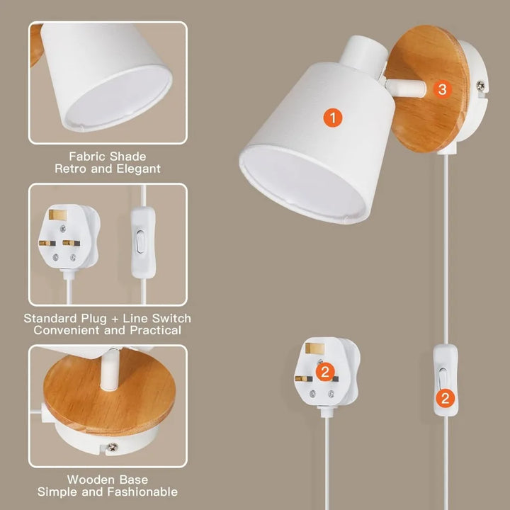 LumaNord™ LED Wandleuchte E27 Kabelschalter