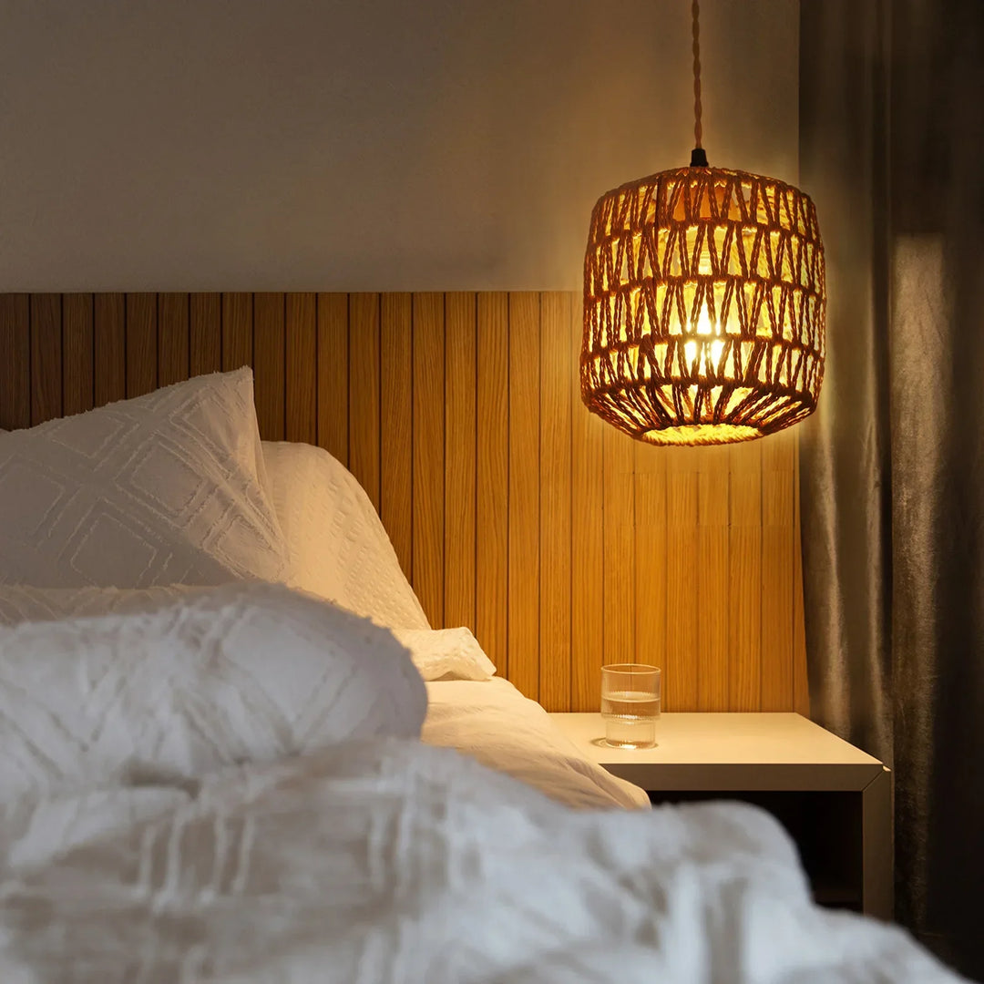 RattaNova™ LED Wandleuchte Rattan Hanfseil