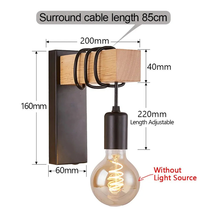 LoftHolz™ LED Wandleuchte E27 Retro