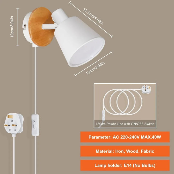 LumaNord™ LED Wandleuchte E27 Kabelschalter