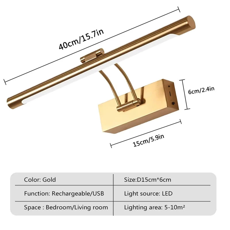 AuriNoir™ Aufladbare LED Wandleuchte verstellbar Schwarzgold