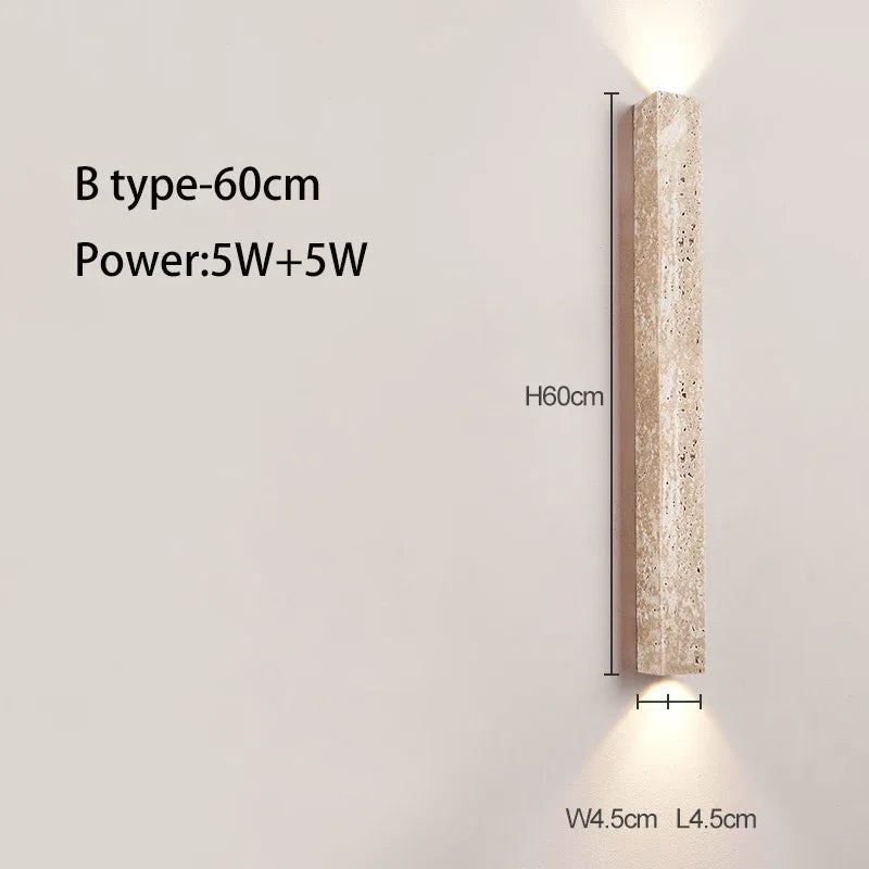 TravertiLine™ LED Wandleuchte Travertin rechteckig lang