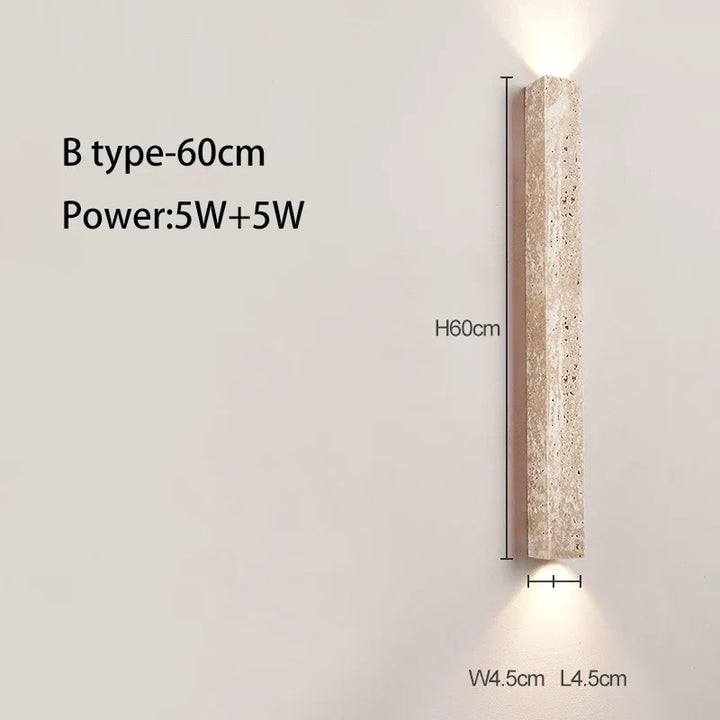 TravertiLine™ LED Wandleuchte Travertin rechteckig lang