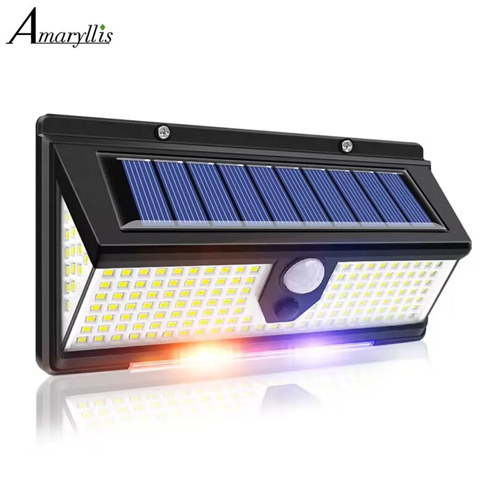 90-LED Solar-Wandleuchte mit Bewegungsmelder, 4 Modi, IP65