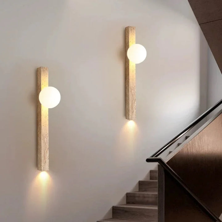 TravertiLine™ LED Wandleuchte Travertin rechteckig lang