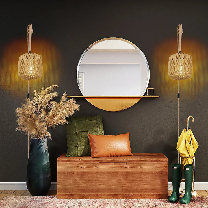 RattaNova™ LED Wandleuchte Rattan Hanfseil