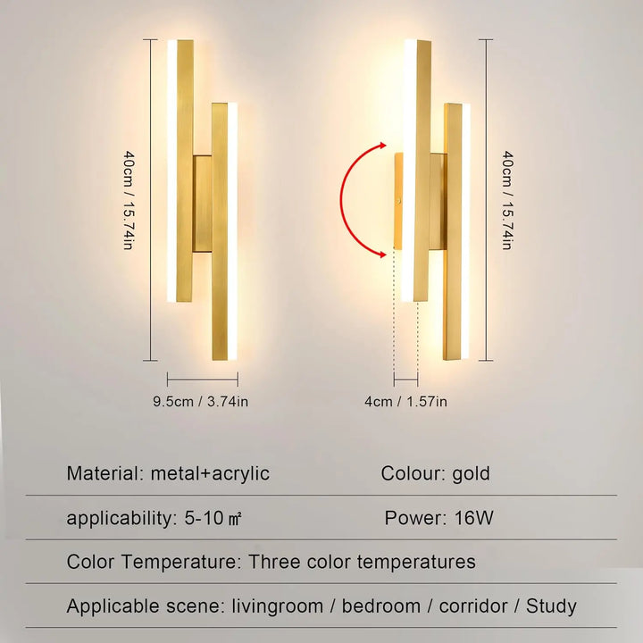 AurumLux™ LED Wandleuchte Gold 3 Farbtemperaturen