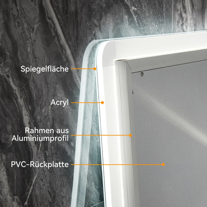 ReflexaLux® Quadratischer LED Badezimmerspiegel – Dimmbar & Antibeschlag