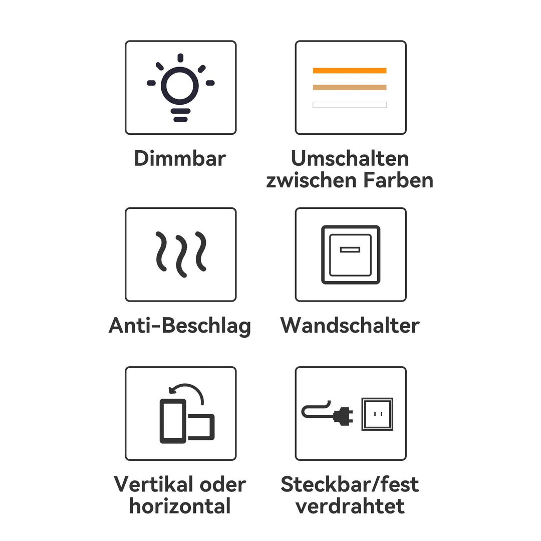 ReflexaLux® Quadratischer LED Badezimmerspiegel – Dimmbar & Antibeschlag